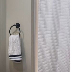 Threshold White Textured Shower Curtain